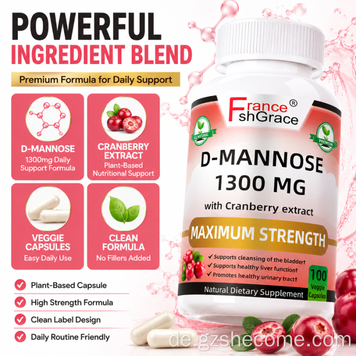 Shecome Cranberry D-Mannose-Kapseln für die Gesundheit der Harnwege